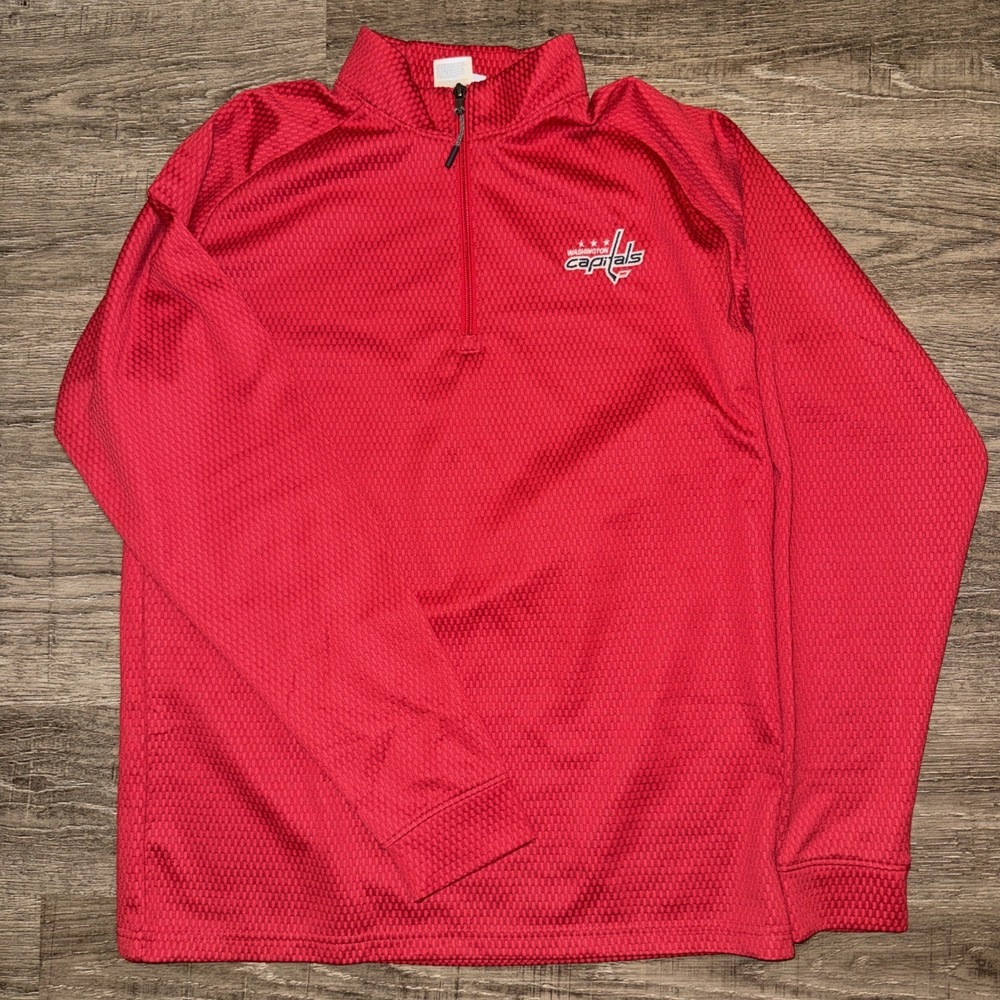 Washington Capitals Mens M 38/40 1/4 Zip Pullover Red Embroidered Logo NHL